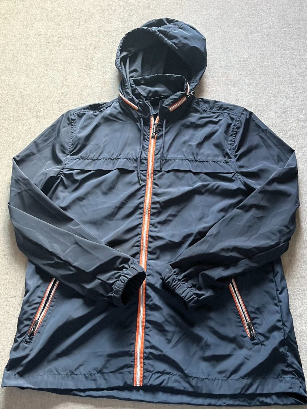 Cotton On Standard Issue Hooded Light Rain Coat Jacket Men L Navy Blue Pockets